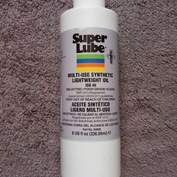 Super Lube Synthetic Extra Lightweight Oil; Food Grade, ISO 46, Translucent Lubricant, 53008 8oz