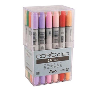 24 Copic Markers Ciao Artist Set; Copic Ciao Drawing Set of 24 Pens; Copic Manga, Anime, Drawing Markers Set