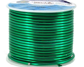 Kelly Green alluminio Craft Wire, calibro 12; Fabbricazione di anodizzato gioielli, perline, fiori, scolpire, filo di tessitura; 60ft