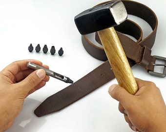 Precision Heavy Duty Hollow Leather Belt Hole Punch 6 Set; 1.5 to 5mm ; Durable Hole Cutter, Inserting Punches, Flutes