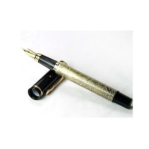 Stylo à Plume Fountain Pen, 14K Gold Nib, Golden Fountain Pen, Ink Pen for Writing, Calligraphy, Drawing, Inking Fountain Pen