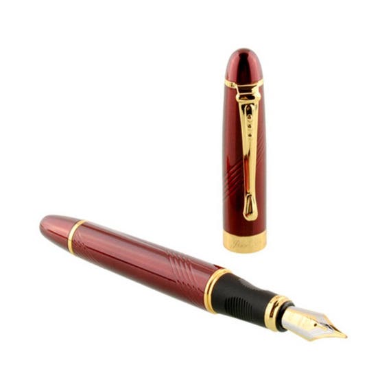Red Gold Fountain Pen 18K Gold Nib Fountain Ink Pen Penne | Etsy