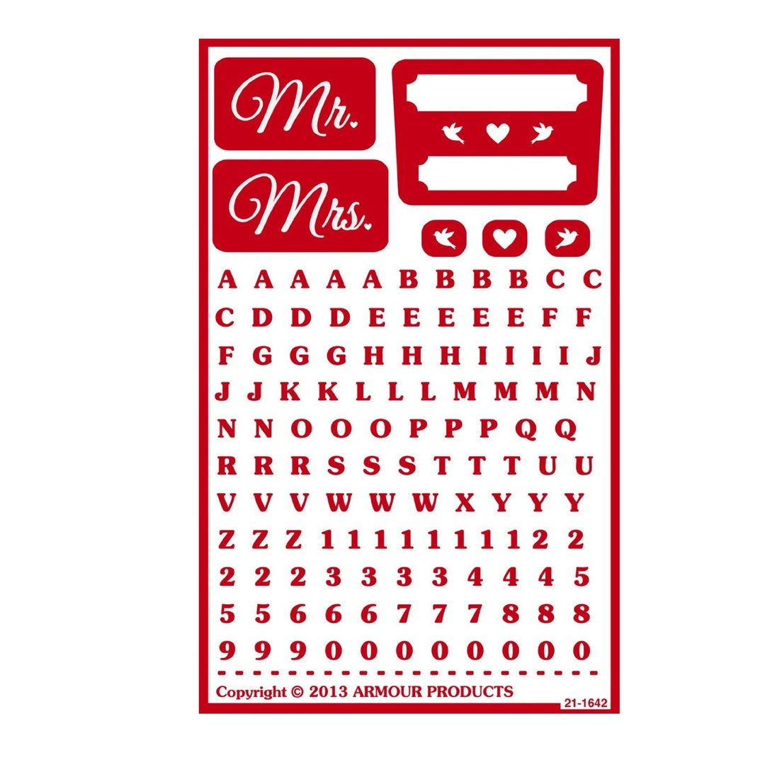 Mr. and Mrs. Template Stencil, Lettering Guide; Glass Etching, Greeting ...