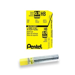 Mechanical Pencil Lead Refills, Automatic Pencil Pencil Lead Refill, Pentel Super Hi-Polymer Lead Refill; 0.9 mm, HB, 180 Pieces