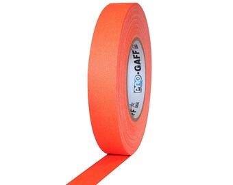 Fluorescent Orange Gaffer Tape; 1inx55yd Heavy Duty Pro Grade Gaffer's Non-Reflective, Waterproof, Multipurpose Tape Stronger than Duct Tape