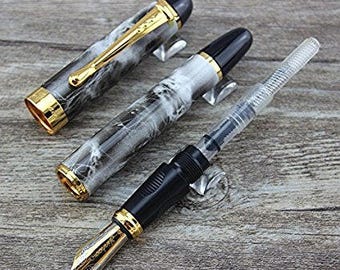 Stylo à Plume Marbré Vert - Plume En Or 18 Carats - Occasion, État Correct - Vintage