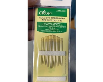 16 agulhas de bordado Crewel Clover Gold Eye, tamanhos 3 a 9