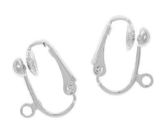 Zilveren Clip op bal Non Piercing Earring bevindingen, 2 paar