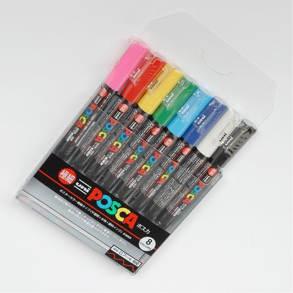 Uni Posca Paint Marker Pen, 0.7mm Extra Fine Point 12 Colors Set