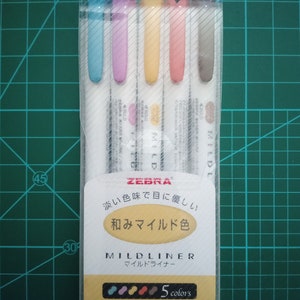 5 Zebra Mildliner Highlighters, Refined Color; Japanese Import; Zebra Highlighter Mildliner, Marker, Pen, WKT7-5C-RC