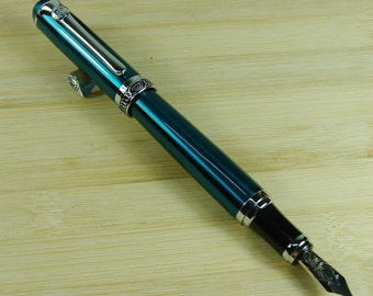 Vintage Style Calligraphy Fountain Pen Interchangeable Fude Bent Calligraphy Nib & Medium Standard Tip; Push in Style Ink Converter.