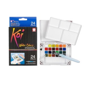 Sakura 24-delige Koi diverse aquarelverf veldschetsset met penseel; Anime, manga, kunst, tekenen, schilderen