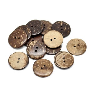 50 Coconut Shell Buttons, Large Wooden Buttons; 25mm, 1&quot;