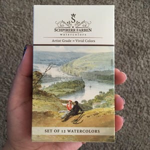 12 Schpirerr Farben Artist Watercolor Paint Set, Artist Grade Rich Pigment Portable Travel Watercolour Set Painter Palette with a Metal Ring