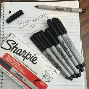 12 Ultra Fine Black Sharpie Permanent Precision Markers, Ultra Fine Tip Markers for Wood, Plastic Paper, Metal, more 37001