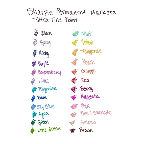 Sharpie Color Chart