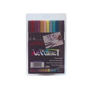 Dual Brush & Extra Fine Pen Markers 12 Set, viktorianische Farben; Uchida Le Plume II Dual Brush Pen Art Marker; Zeichnen, Malen Set