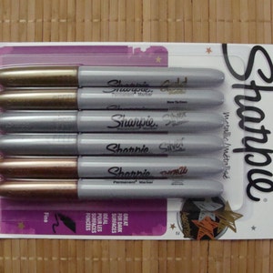 Metallic Sharpie Permanent Marker Fine Point Tip 6 Pack; Gold, Silver and Bronze Sharpie; Drawing, Packing and Shipping, Sharpie Arts Crafts