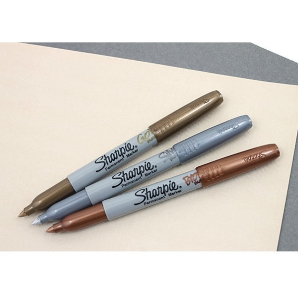 3 Metallic Sharpie Markers Gold Silver Bronze, Sharpie Fine Point Permanent Craft Magic Marker