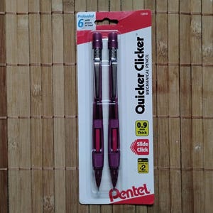2 x Pentel Quicker Clicker Mechanical Pencils, Automatic Mechanical Drawing Drafting Pencils, 0.9mm, PD349BP2-K6