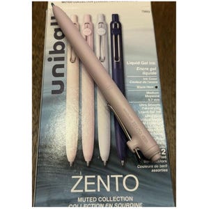 12 bolígrafos de tinta en gel Uni-Ball Zento, bolígrafos rollerball de punta media con tinta negra japonesa y escritura suave, colores apagados, 70663