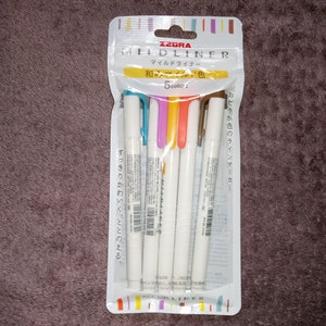 5 Zebra Warm Mildliners; Zebra Highlighter Mild Liner, Japanese Stationery, WKT7-5C-RC, Marker Pen Double-Sided: Fine 0.8-1.1mm, Bold 4.0mm