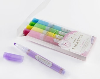 Zebra Glitter Highlighter, 5 Colors; Japanese Import; Kawaii Cute Pens; Zebra Glitter Kirarich Highlighter, Marker, Pen