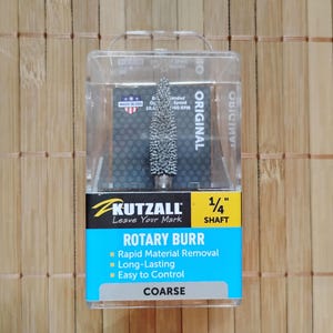 Kutzall Coarse Taper Rotary Burr Bit, 1⁄4&quot; Shaft; Abrasive Tungsten Carbide, 1⁄4 X 1-1⁄2 Dremel, Foredom, DeWalt, Milwaukee T-14