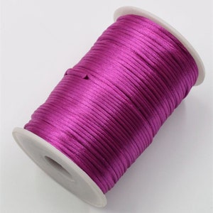 Rose Red Rattail Satin Trim Cord, Thread, Rope; Chinese Knot, Kumihimo, String Beading, DIY Jewelry, Braided Bracelet; 2mm, 100 Yards