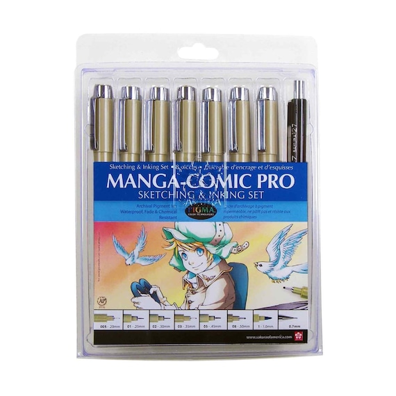 Sakura Manga Comic Pen Marker Set, Pigma Sensei Manga Drawing Kit; Pigma  Micron Ink; Sakura 8 Pens, Markers; Anime, Manga, Art, Drawing