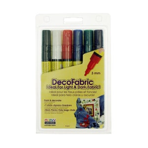 Marcadores de tela Uchida Marvy, Decofabric, 6 colores primarios; Arte textil, Arte para vestir, Marcador de tela Uchida, Bolígrafo