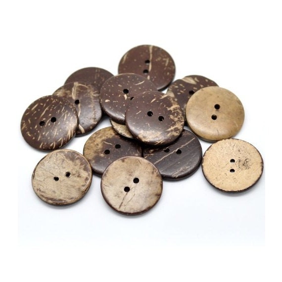 50 Coconut Shell Buttons Large Wooden Buttons 23mm Etsy