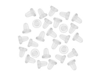 Earring Backs, Clear, Secure, 144 Pieces; Bullet Clutch Style Rubber Earring Wire Stopper Earring Safety Backs