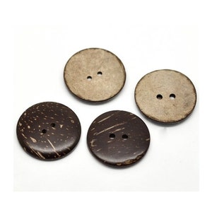 30 Coconut Shell Buttons, Large Wood Wooden Buttons; 30mm, 1-1/8&quot;, 2 Holes