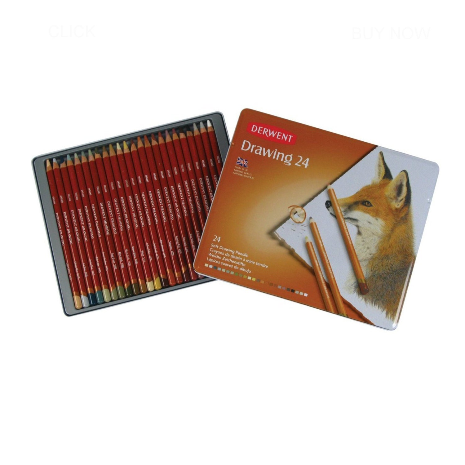 Derwent Colored Drawing Set of 24 Pencils; Soft, Creamy 5mm Leads