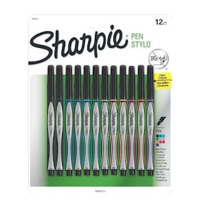 12 Writing, Calligraphy Sharpie Fine Point Pen Stylo, Assorted Colors, 12-Pack; Drawing, Packing and Shipping, Sharpie Arts Crafts