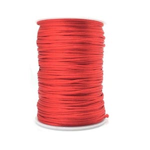 Red Rattail Satin Trim Cord, Thread, Rope; Chinese Knot, Kumihimo, String Beading, DIY Jewelry, Braided Bracelet; 2mm, 100 Yards
