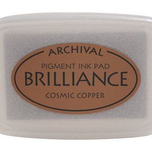 Tampone di inchiostro pigmentato Tsukineko Brilliance rame cosmico; Cancellazione e timbratura in gomma, disegno, scrapbooking, illustrazione, creazioni con la carta