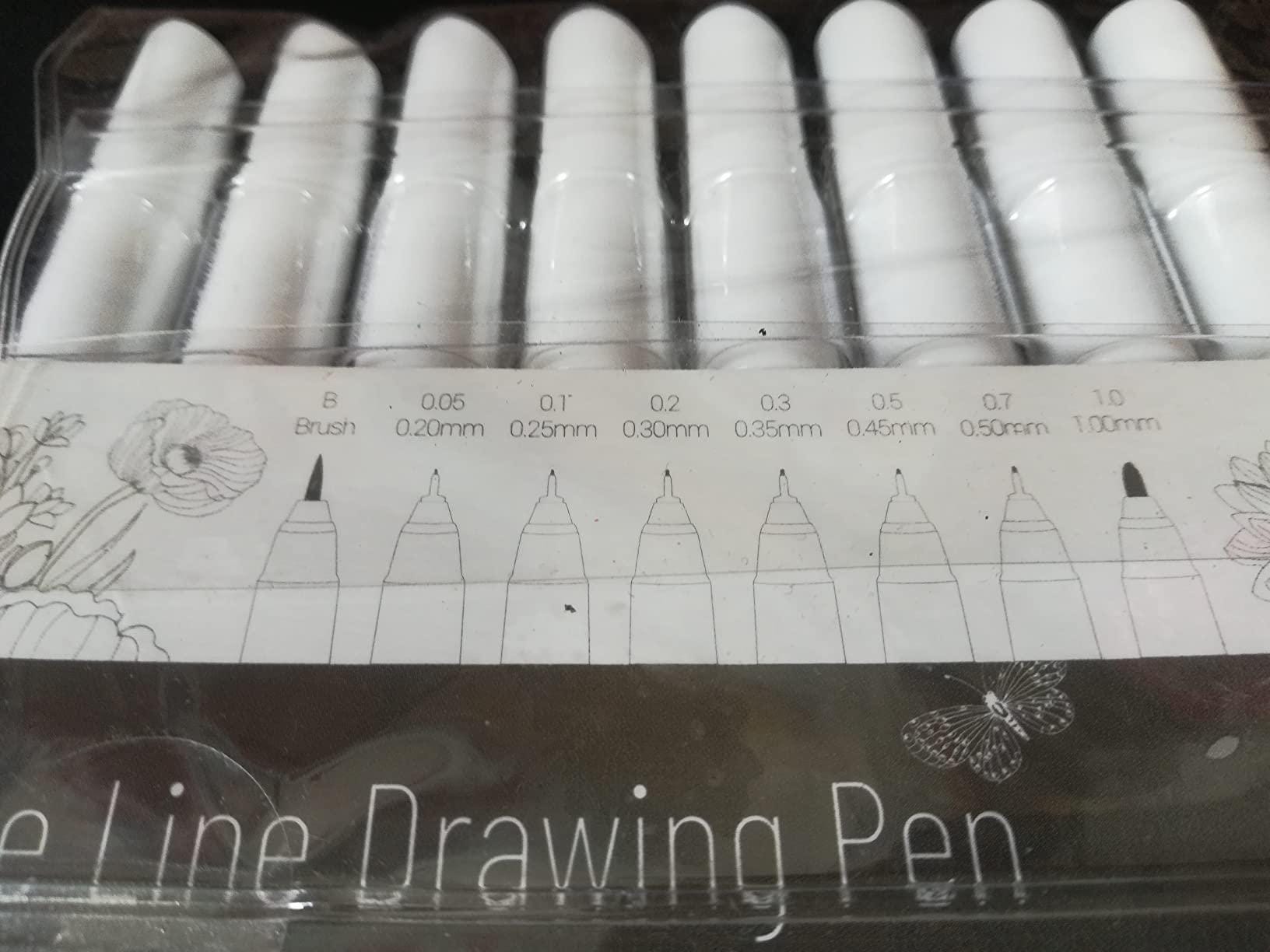 8 Sizes Micro Drawing Fineliner Pens, Waterproof Pigment Black Ink ...