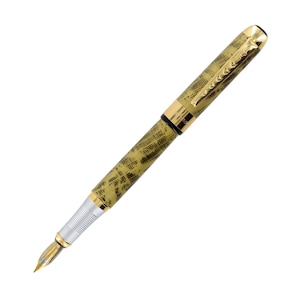 Fountain Pen, Füllfederhalter, Gold Plated Fountain Pen, 18K Gold Nib, Ink Pen for Writing, Calligraphy, Drawing, Inking