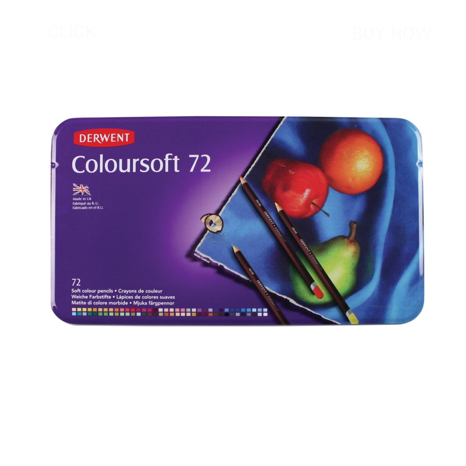 Derwent Drawing Set of 72 Colored Pencils; Thick, Creamy 4mm Leads