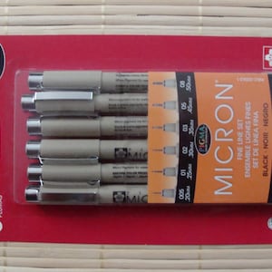 Sakura Pigma Micron Ink Pen Set, Black; Sakura 6 Pens; Anime, Manga, Art, Drawing Pens