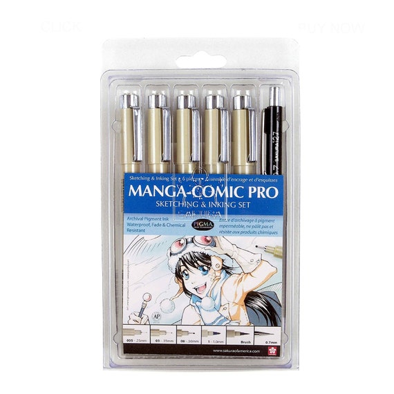 Sakura Manga Comic Pro Pen Marker Set, Pigma Micron Ink Sakura 6