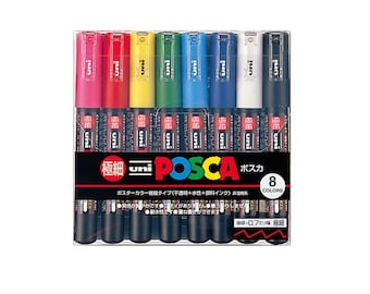 Uni-posca Japan Paint Marker Pen, Extra Fine Point, Set of 8 Uni-posca Japan Paint Marker Pen, Extra Fine Point, Set of 8