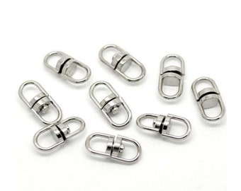 100 Silver Tone Metal Swivel Connectors. Jewelry Making, Accessories, Craft Supplies.