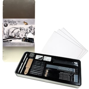 Sketching Art Set; Large Tin Drawing Pencil Art Gift Set; Royal and Langnickel