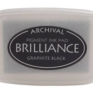 Tampone di inchiostro pigmentato Tsukineko Brilliance nero grafite; Cancellazione e timbratura in gomma, disegno, scrapbooking, illustrazione, creazioni con la carta