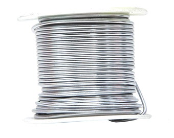 Silver Aluminum Craft Wire, 14 Gauge; Anodized Jewelry Making, Beading, Floral, Sculpting, Wire Weaving; 60ft