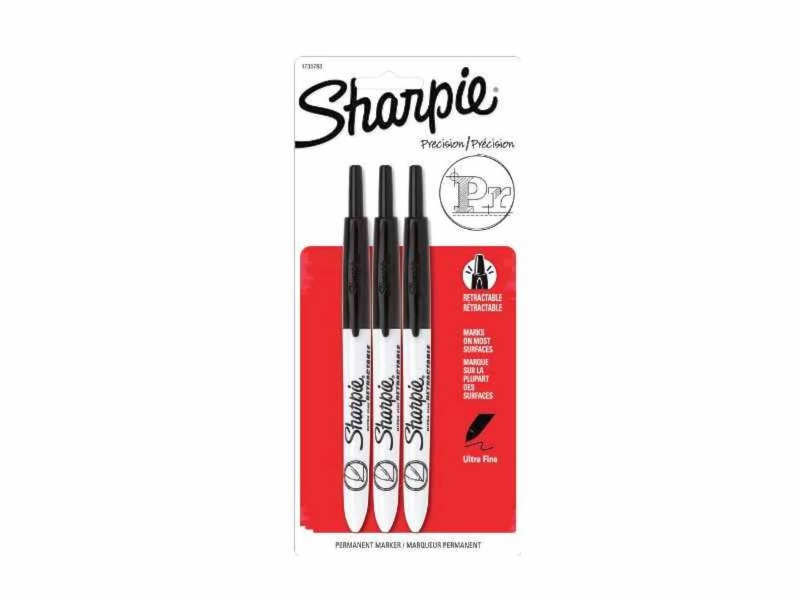Sharpie RT Retractable Permanent Black Markers, 3-pack; Ultra-fine ...
