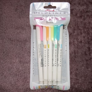 5 Zebra Mild Mildliners; Zebra Highlighter Mild Liner, Japanese Stationery, WKT7-5C, Marker, Pen, Double-Sided: Fine 0.8-1.1mm, Bold 4.0mm